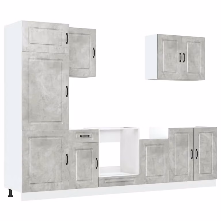 Berkfield Home Kalmar 7 Piece Modern Kitchen Cabinet Set in Concrete Grey Engineered Wood