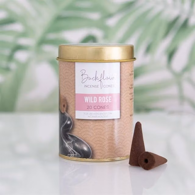 Elements Home Fragrance Wild Rose Jumbo Backflow Incense Cones Set, Brown