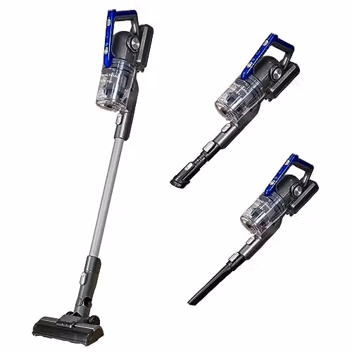 Russell Hobbs RHHS4101 Glide Pro Plus 2-in-1 Cordless Stick Vacuum Cleaner, Grey and Blue, 350W, 25.2V, 50 Minute Run Time, 22kPa Brushless Motor, Bagless with Washable Filter for Pet Hair and Carpets