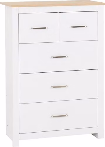 Seconique Portland 3+2 Drawer Chest in White and Oak Effect