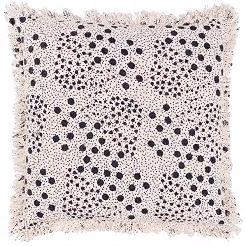 Riva Home Yard Hara Blue Dotted Square Cotton Cushion, W/D/H: 50 x 50 x 50 cm