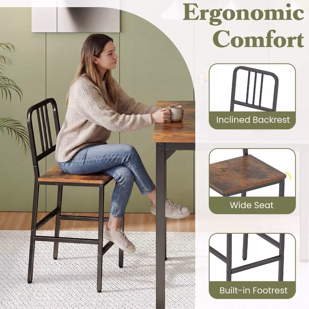 Costway 5-Piece Counter Height Dining Table and Chairs Set in Brown and Black – 8