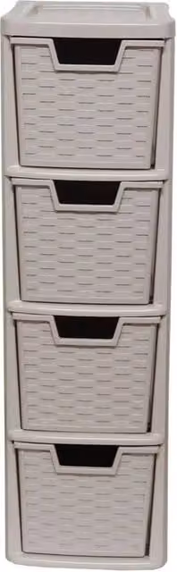 FLAVORA Mushroom 4 Drawer Storage Tower Unit in Grey Rattan Style W: 50 cm, D: 50 cm, H: 50 cm – 1