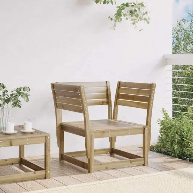 Berkfield Home Beautiful Garden Chair in Brown Impregnated Pine Wood W/D/H: 78 x 73 x 83 cm