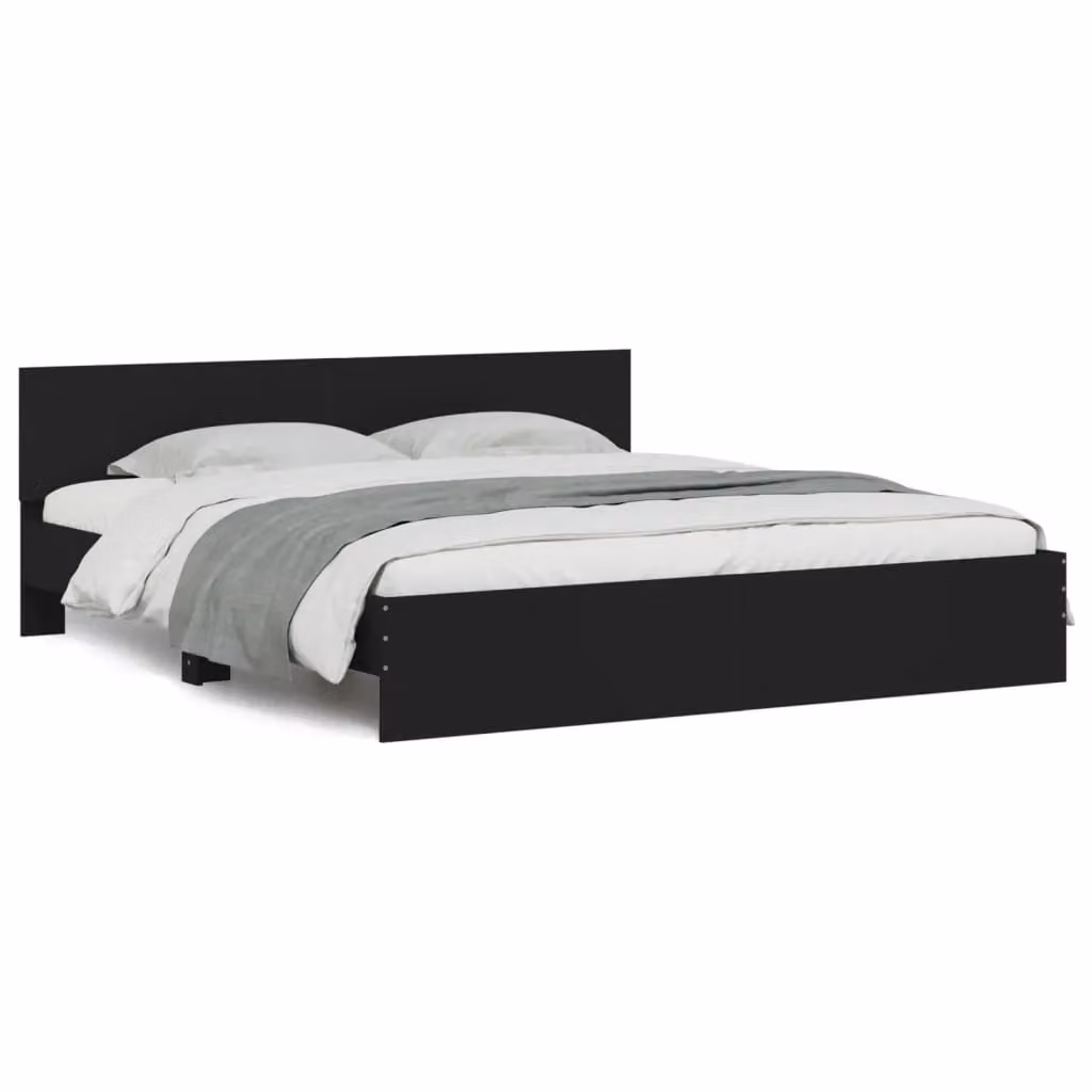 Berkfield Home Upholstered Bed Frame in Black, W: 160 cm, D: 200 cm – 2