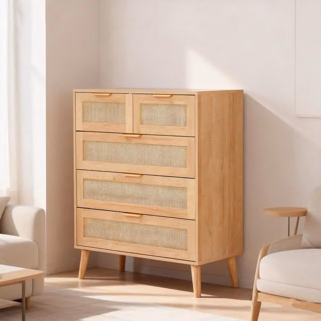 Furniture One Minimalist Chest of Drawers in Brown and Yellow, W/D/H: 39 x 39 x 96 cm