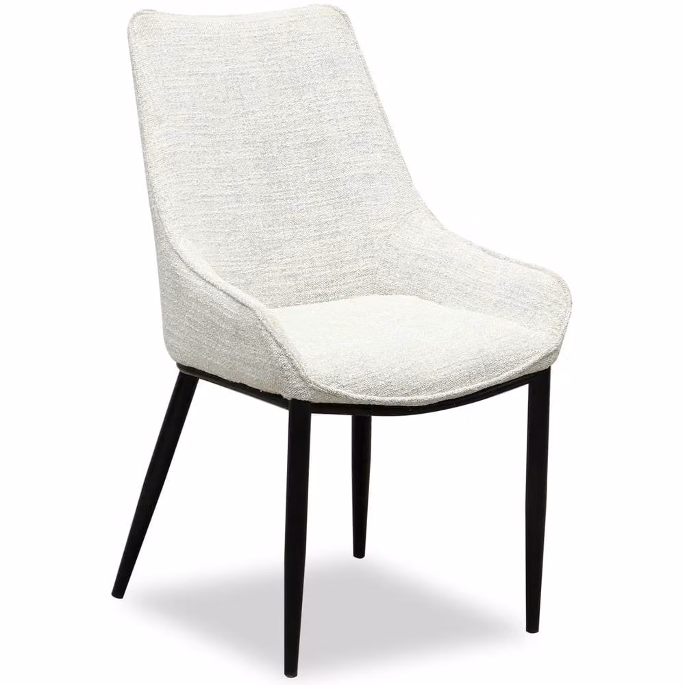 Wyld Haus Antraigues Modern Dining Chair in White Fabric with Black Metal Legs – 2