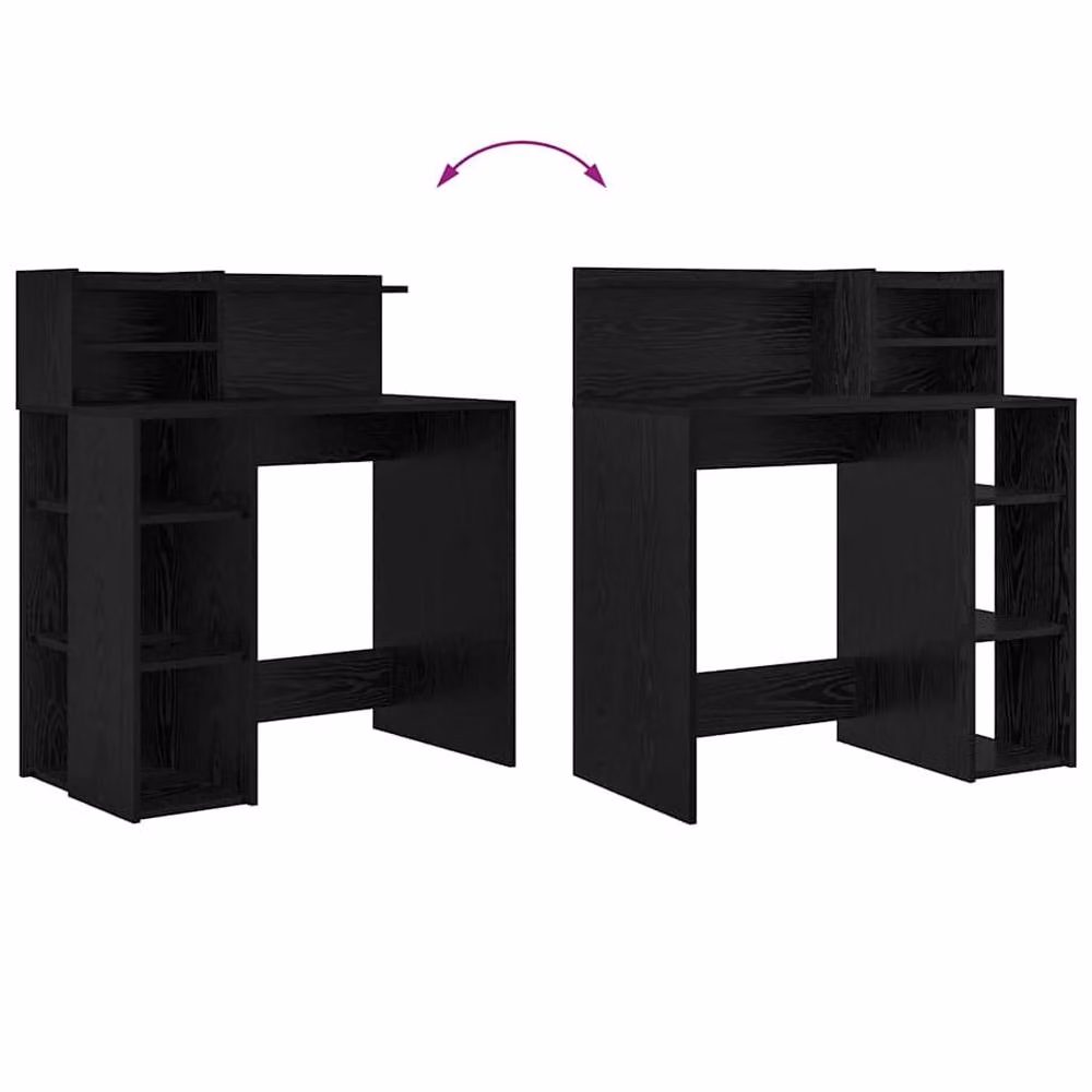 Berkfield Home Modern Writing Desk with Storage in Black Oak, W/D/H: 90 x 48 x 101.5 cm – 9