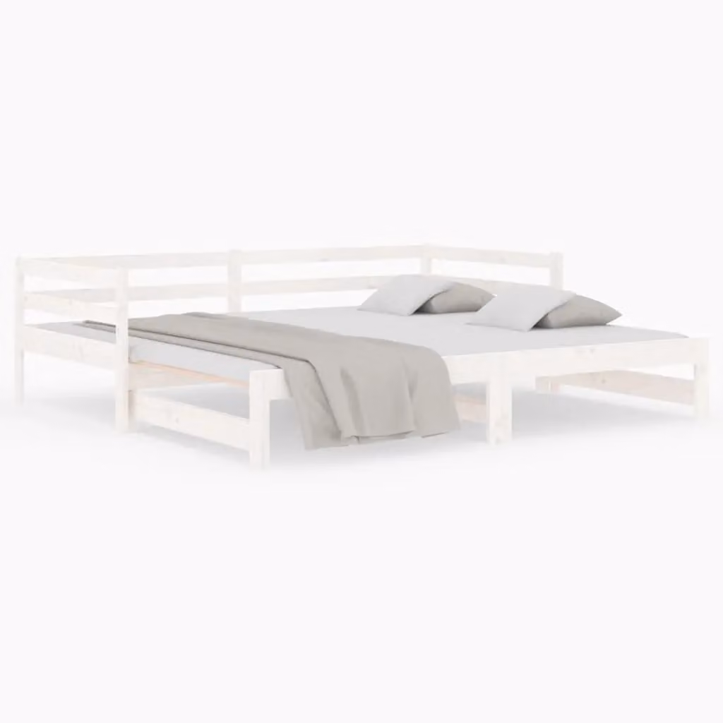 Berkfield Home White Pull-out Day Bed in Solid Pine Wood, W/D/H: 160 x 80 x 200 cm – 2