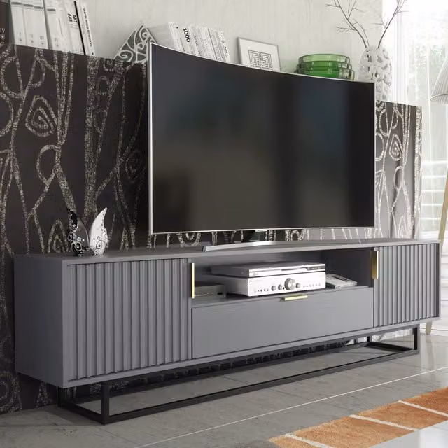 Creative Furniture Tide Crest Modern TV Unit in Dark Grey