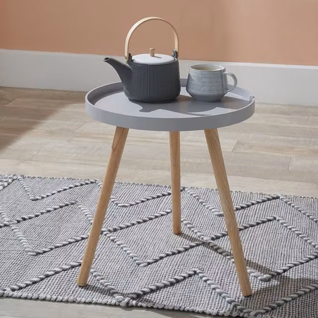 Pacific Lifestyle Halston Round Dining Table in Grey MDF and Pine Wood