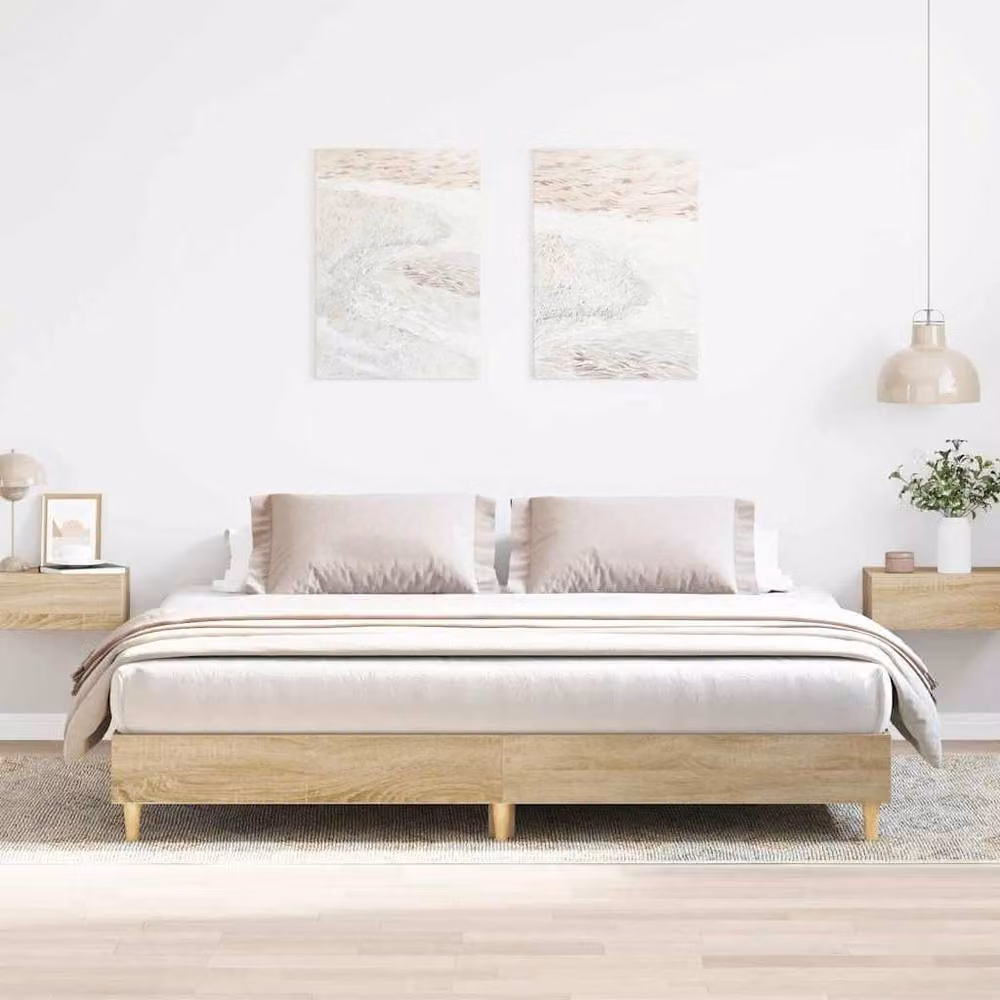 Berkfield Home Sonoma Oak Bed Frame in Brown, Engineered Wood, 200 x 200 cm – 2