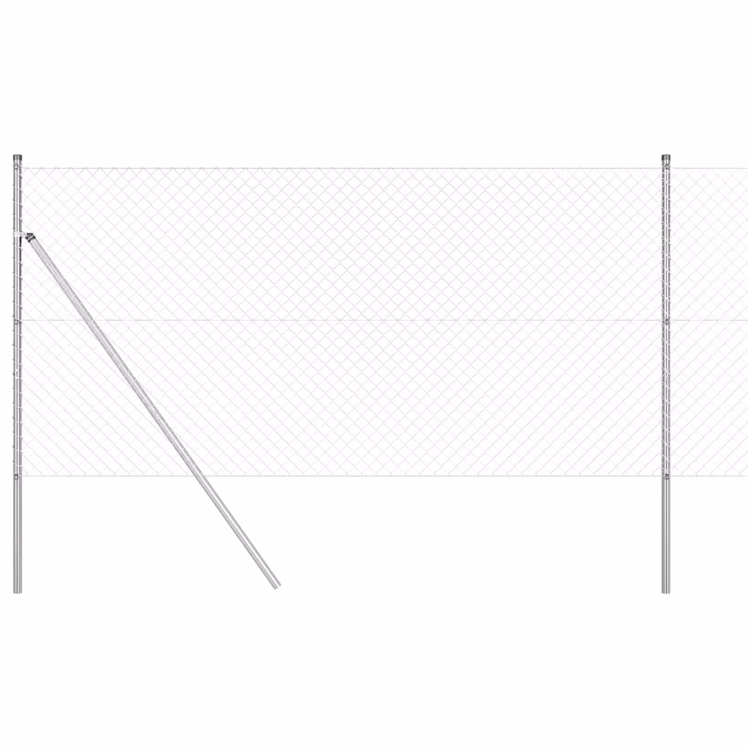 Berkfield Home Silver Galvanised Steel Chain Link Fence with 7 Posts, W: 10 m, H: 1.2 m – 2