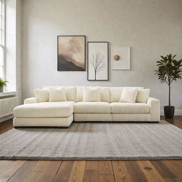 Snug Furniture Birmingham Ltd Jumbo Cord 3 Piece Modular Left Hand Sofa in Ivory