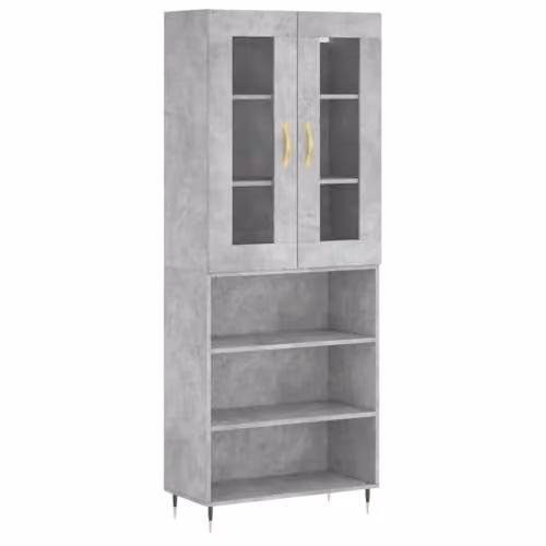 vidaXL Highboard in Concrete Grey, W/D/H: 69.5 x 34 x 180 cm – 1