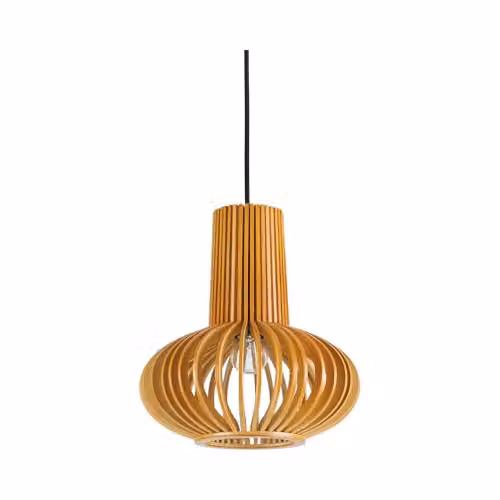 Netlighting Citrus Modern Wood Single Light Ceiling Pendant in Brown with E27 Socket