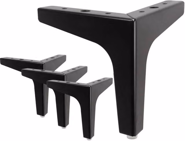 FLAVORA Set of 4 Heavy Duty Modern Black Iron Sofa Legs, Height: 10 cm, Width: 5.2 cm