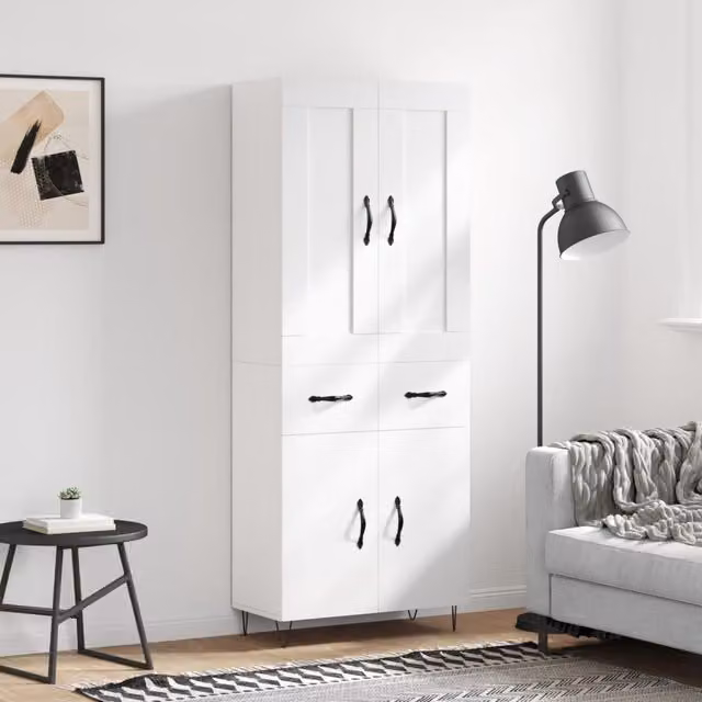 Berkfield Home Modern White Matt Highboard W/D/H: 69.5 x 34 x 180 cm – 1