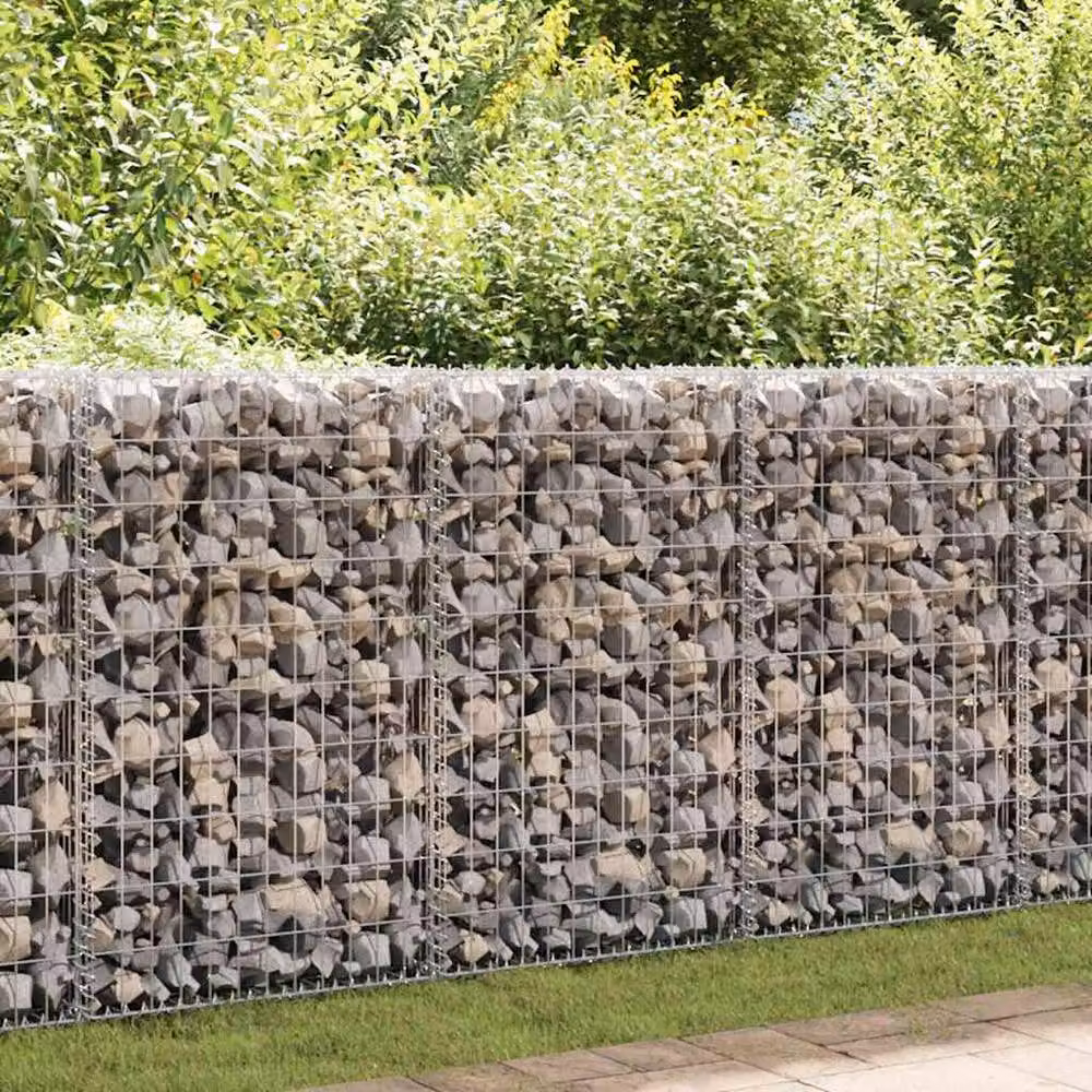 Berkfield Home Durable Galvanised Steel Gabion Wall with Covers in Silver, W/D/H: 60 x 50 x 100 cm – 1