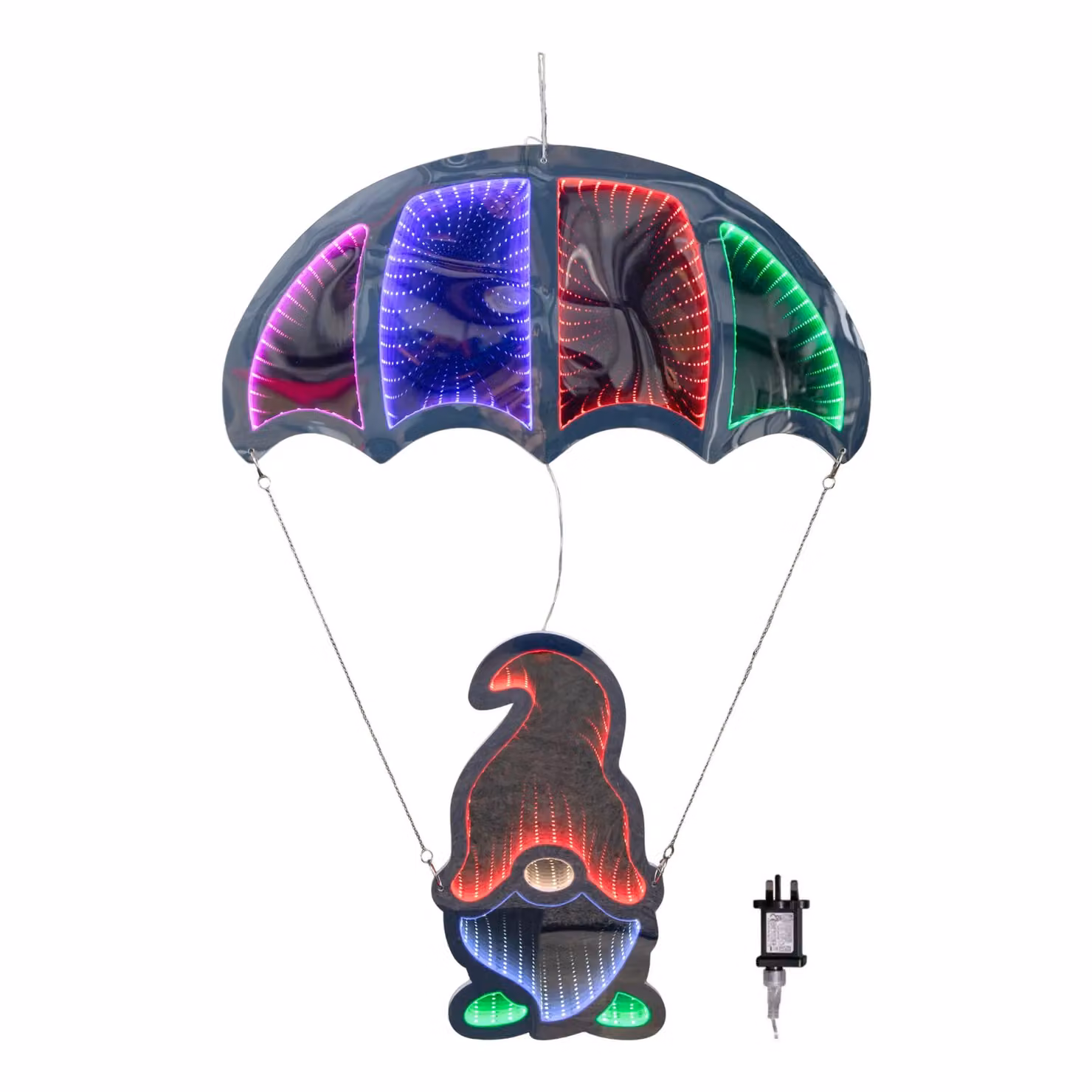 Samuel Alexander Multicoloured Infinity LED Hanging Parachute Christmas Gonk Decoration, Height: 85 cm – 2