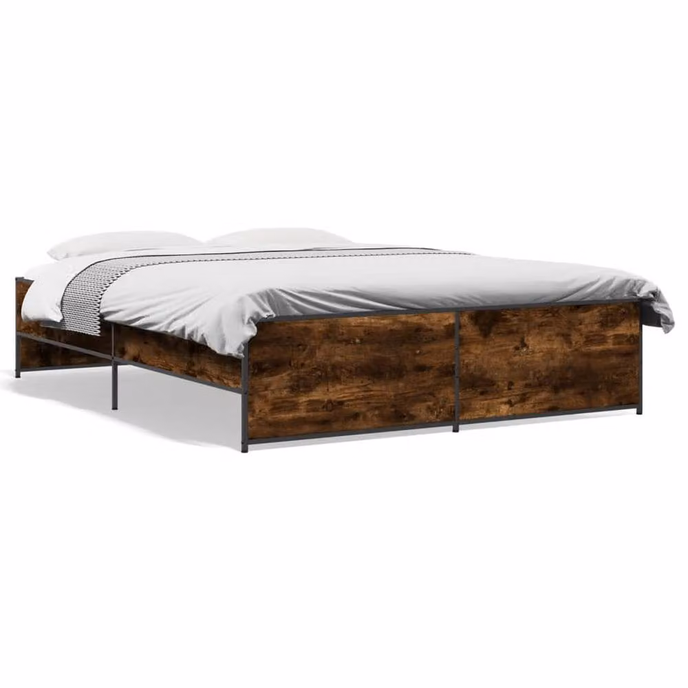 Berkfield Home Durable Bed Frame in Smoked Oak Brown, W/D/H: 140 x 200 x 40.5 cm – 3