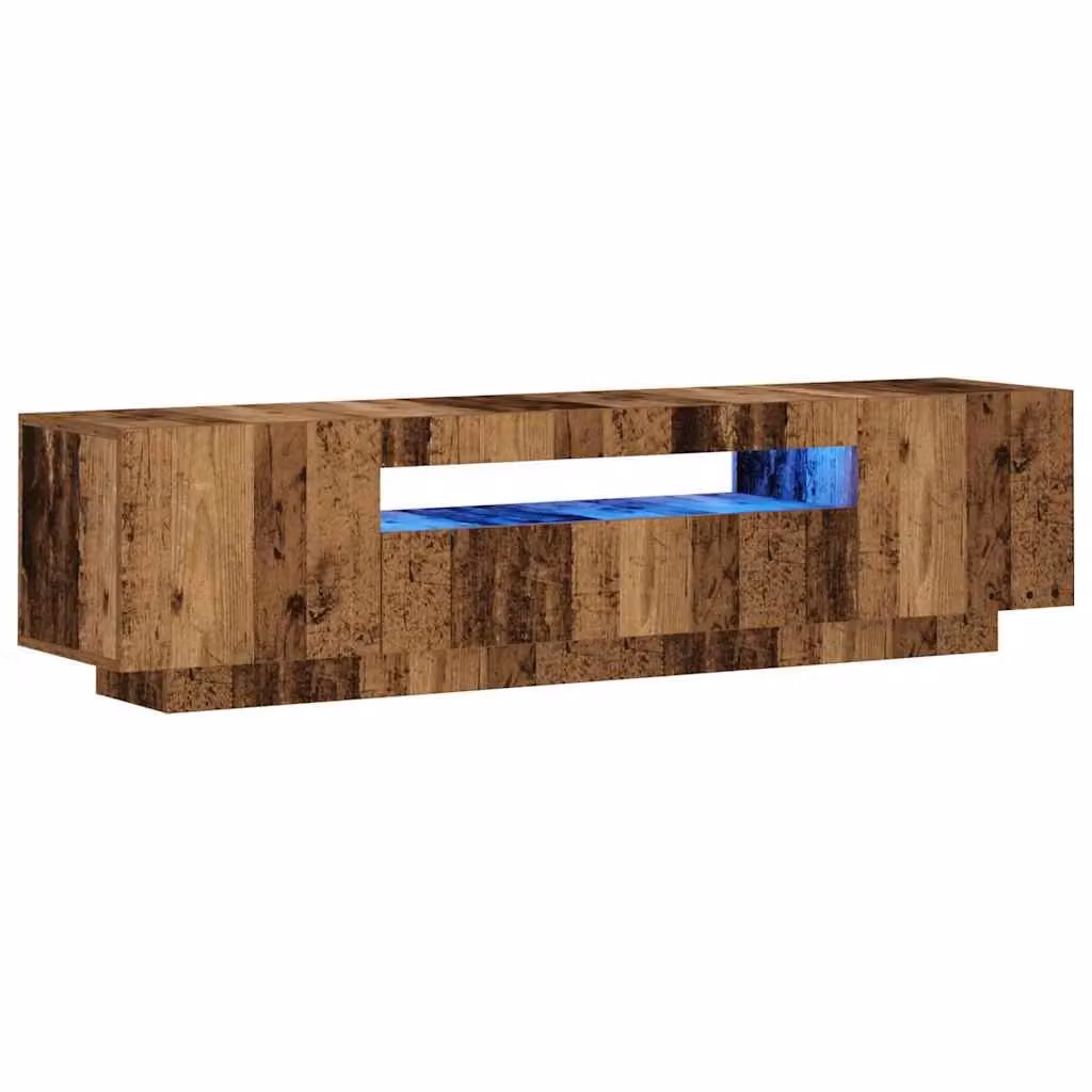 Berkfield Home Modern TV Cabinet with LED Lights in Old Wood Brown, W/D/H: 160 x 35 x 40 cm – 3