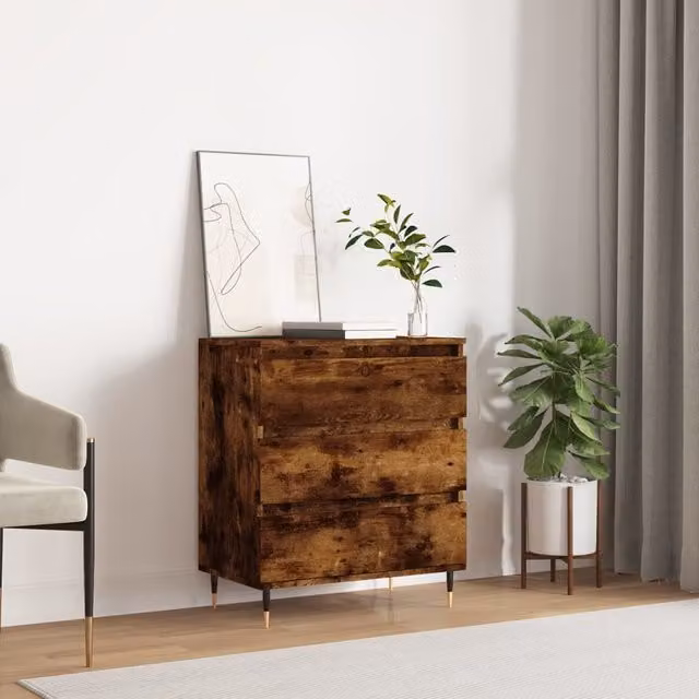 Berkfield Home Smoked Oak Sideboard in Brown, W/D/H: 60 x 35 x 70 cm