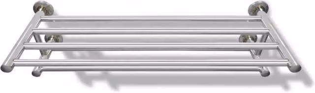 Berkfield Home Stainless Steel Towel Rack in Silver, H 61.0 x W 23.0 x D 16.0 cm