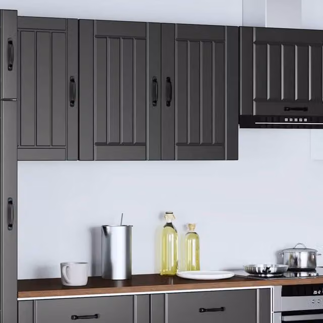 Berkfield Home Lucca Black Kitchen Wall Cabinet in Matt MDF, W/D/H: 80 x 31 x 60 cm