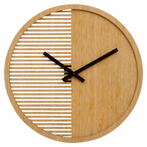 Premier Housewares Scandinavian Style Square Wooden Wall Clock in Natural Wood Effect, W/D/H: 40 x 40 x 5 cm – 1