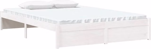 Berkfield Home Beautiful White Solid Pine Wood Bed Frame W/D/H: 140 x 190 cm