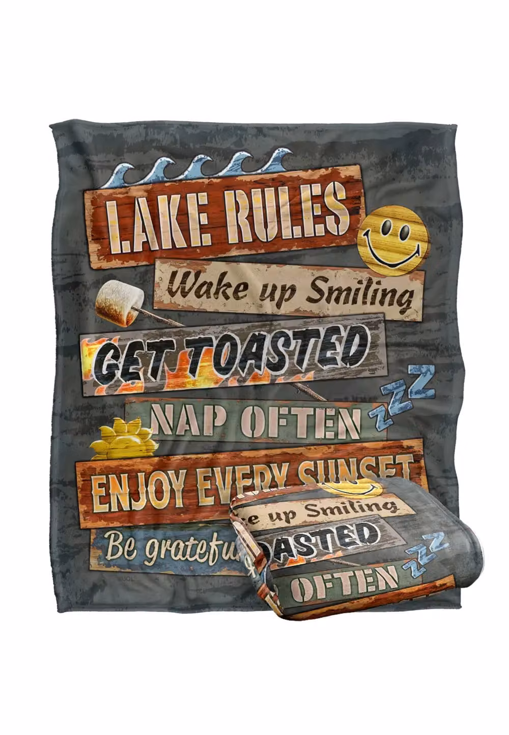 JQ Licensing James Piazza Lake Rules Silky Touch Super Soft Fleece Throw Blanket in White, W/D/H: 152 x 127 cm – 6