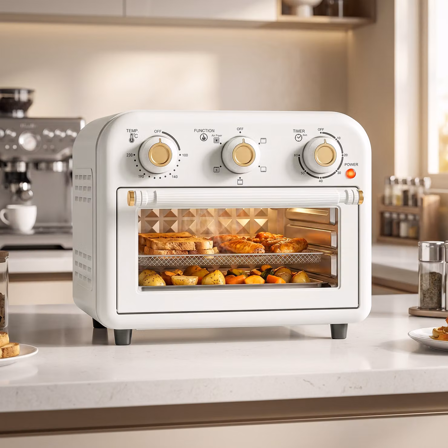 HOMCOM 12 L Air Fryer Toaster Oven with Convection Hot Air Function and Timer, White – 2