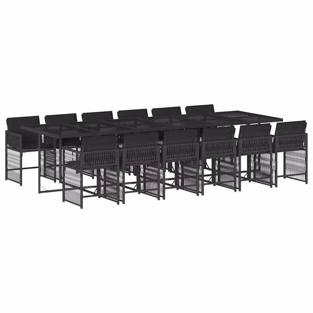 Berkfield Home 13 Piece Garden Dining Set with Black Poly Rattan Cushions – 2