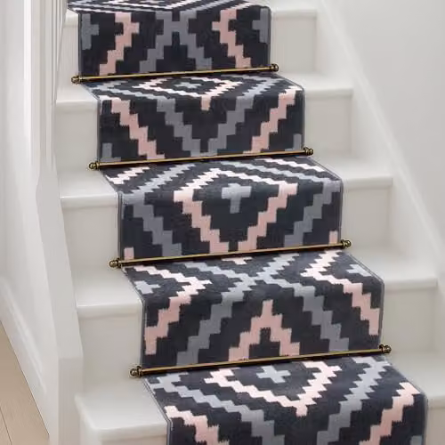 Bravich Texas Hallway Runner in Pink and Grey, W/D/H: 60 x 150 cm