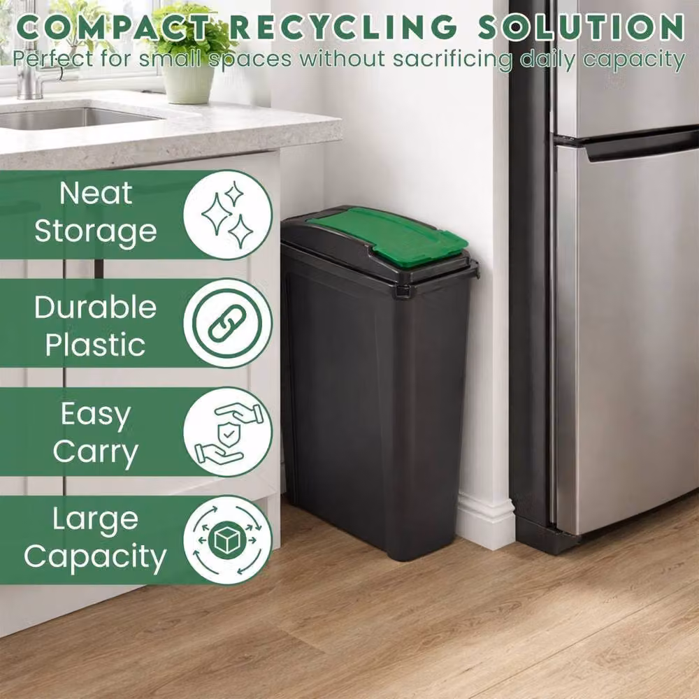PAWNORA 25L Green Plastic Bin with Black Flip Lid – 4