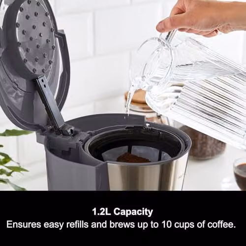 Morphy Richards Equip Filter Coffee Machine with Glass Jug in Grey and Silver – 4