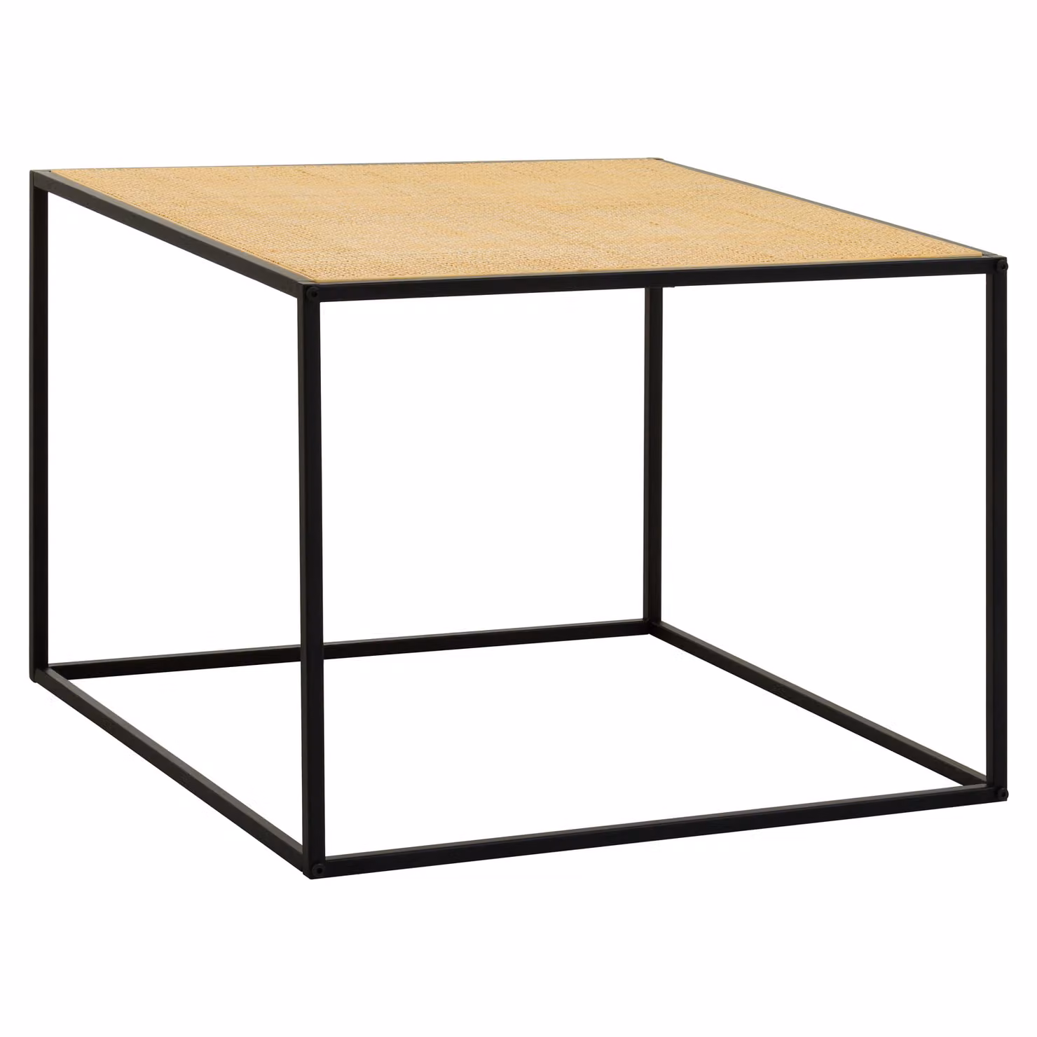 Orsina Modern Square Rattan and Metal Coffee Table, Black, W/D/H: 60 x 60 x 45 cm – 3