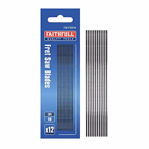 Faithfull Universal Wood Fret Saw Blades, 130 mm, 16 TPI, Black, Pack of 12 – 2