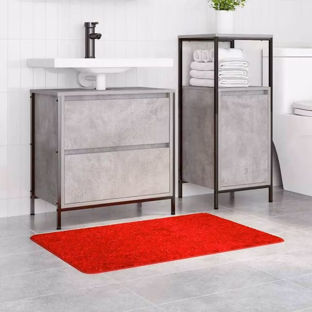 Berkfield Home Lush Rectangular Non-Slip Bath Mat, Red, W: 60 cm, D: 90 cm