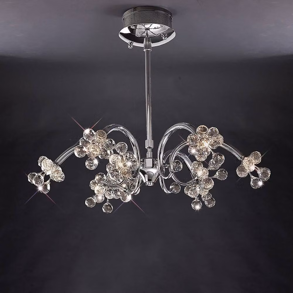 Netlighting Octavia 9 Light Crystal Pendant Lamp in Chrome and Grey – 2