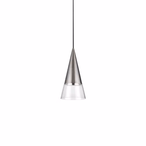 Ideal Lux Cono Dome Suspended Pendant Ceiling Light in Silver Metal and Transparent Glass – 1