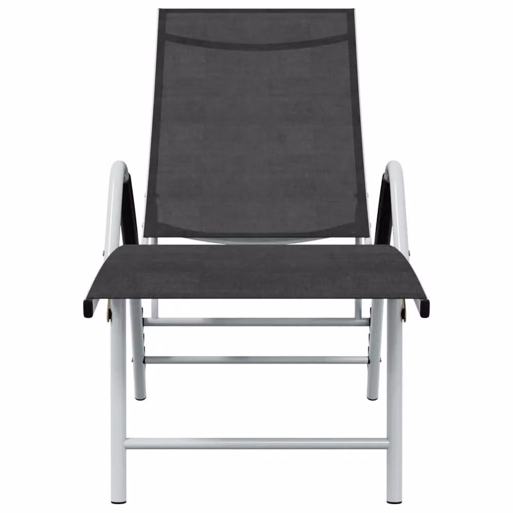 Berkfield Home Black Textilene and Powder Coated Aluminium Sun Lounger with Adjustable Headrest and Armrests – 3
