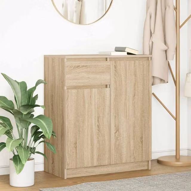 Berkfield Home Modern Sideboard with Drawer in Sonoma Oak Brown, W/D/H: 71 x 35 x 84 cm