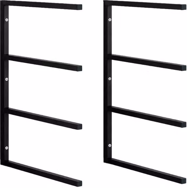 SPETLEK 2-Piece Black 4-Level Wall Mounted Rack, Width: 52 cm