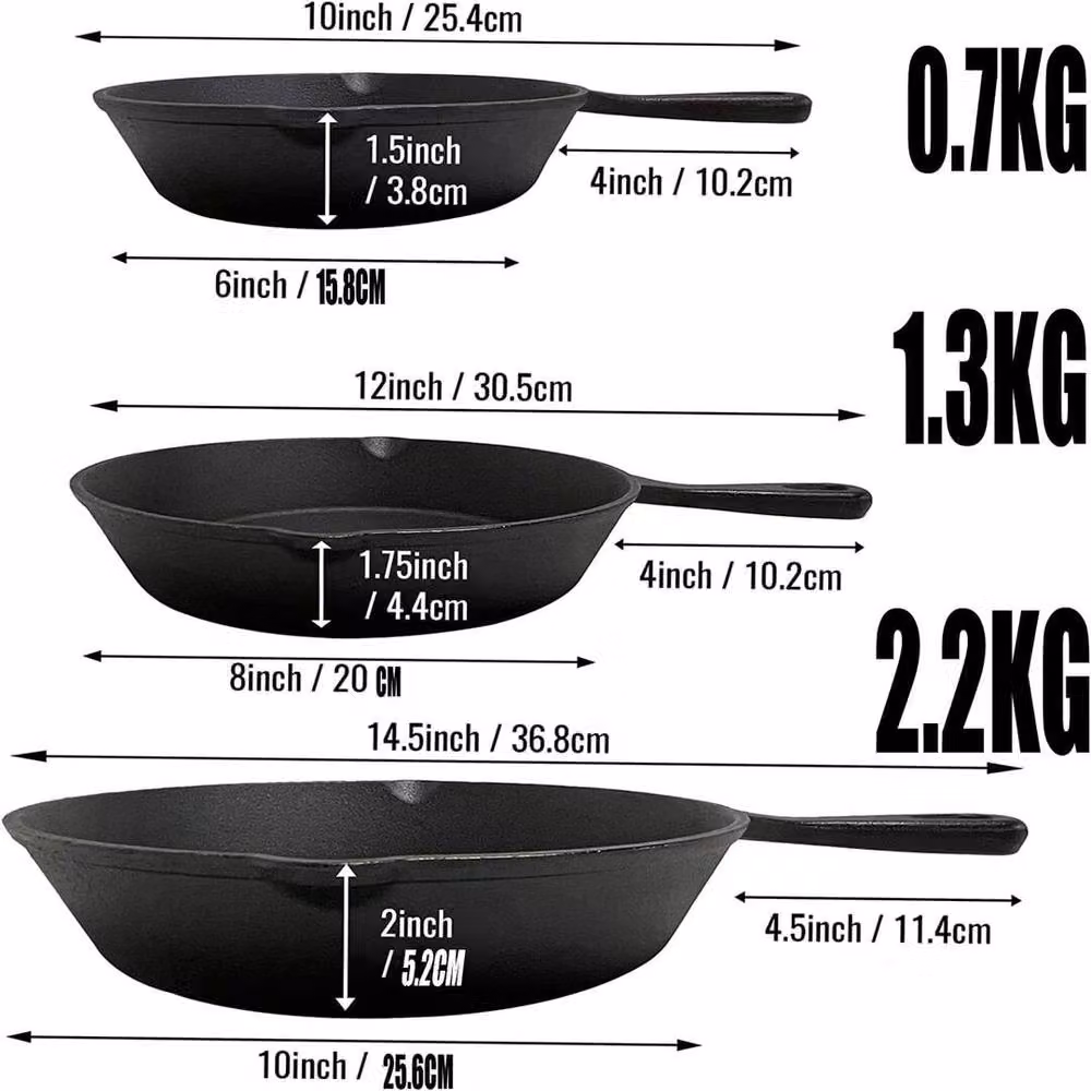 ATEK Pre-Seasoned Cast Iron Frying Pan with Pouring Spout, Black – 11