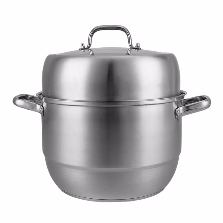Living and Home 2-Tier 304 Stainless Steel Steamer Pot in Metallic Silver, Diameter: 30 cm