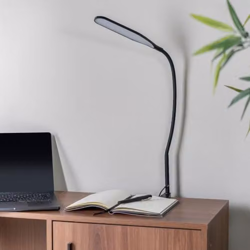 ValueLights LED Adjustable Reading Task Lamp with Clip and Dimmer in Black – 2