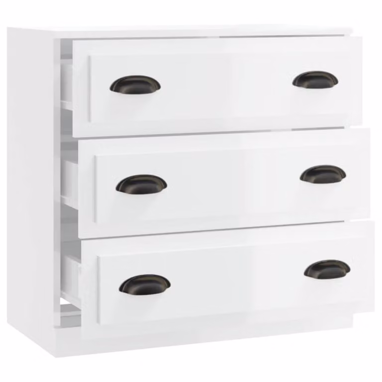 Berkfield Home High Gloss White Sideboard, W: 70 cm, D: 35.5 cm, H: 67.5 cm