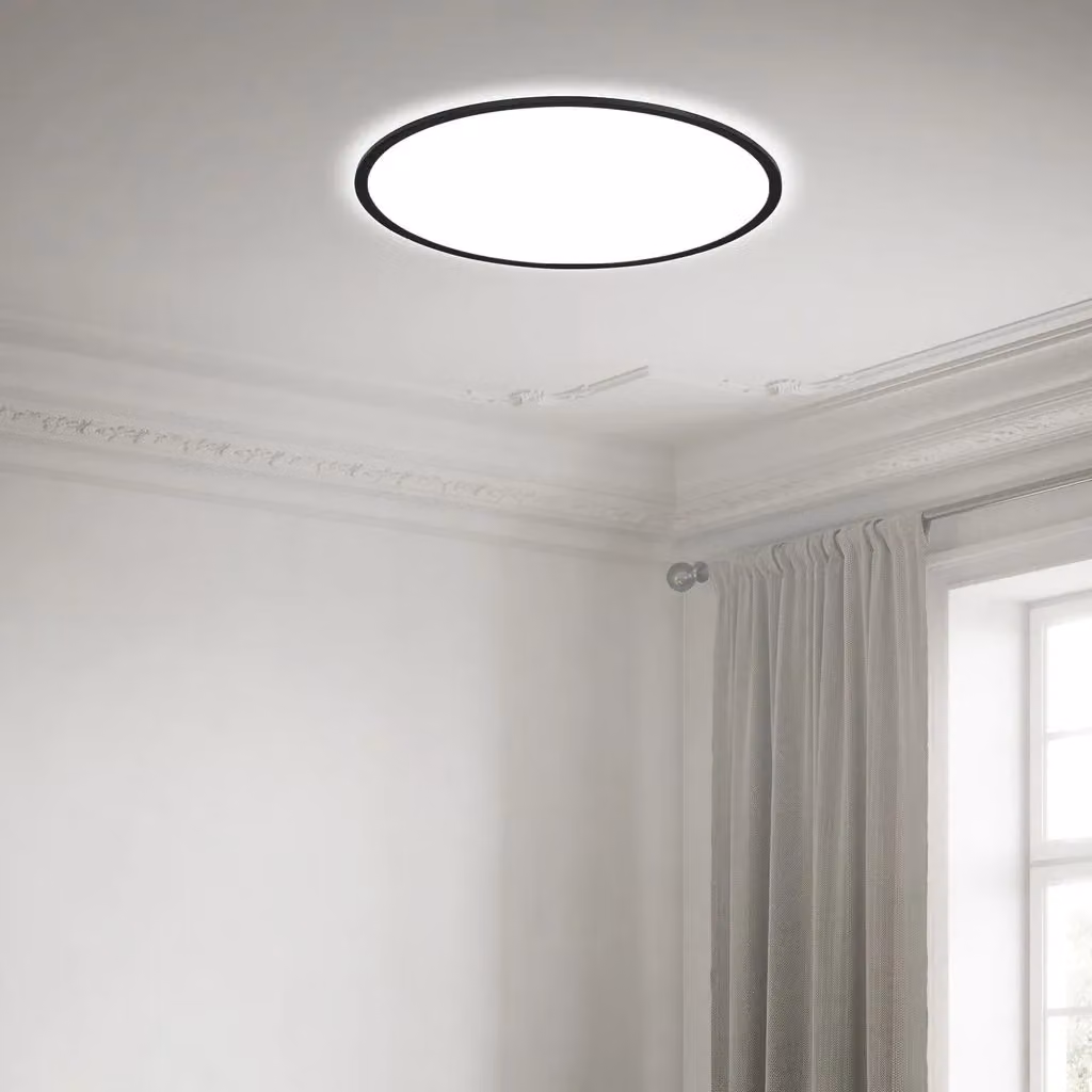 Briloner Modern Black LED Ceiling Panel with Cove Effect, Diameter: 48 cm – 3